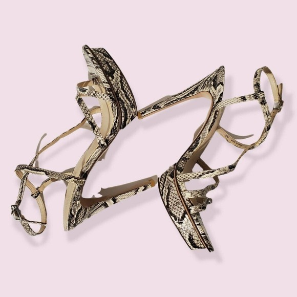 PELLE Moda Sandals Olya Sandal In Black White Snake Print Size 8 - Picture 9 of 11